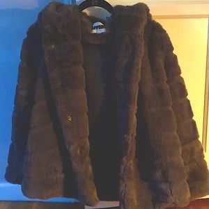 Hooded faux fur jacket